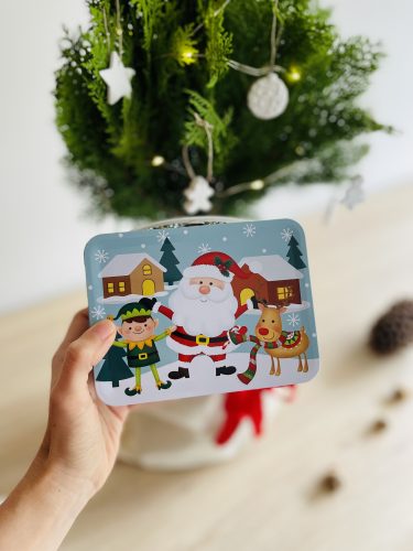 caja reutilizable con decoración del mini árbol de Navidad caja de navidad metalica