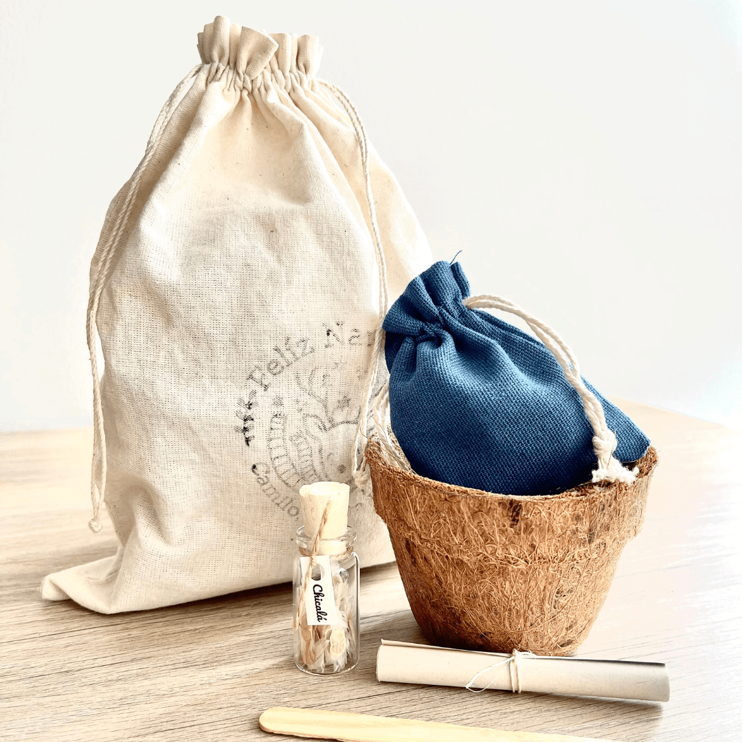 kit siembra ecologico bolsa algodon